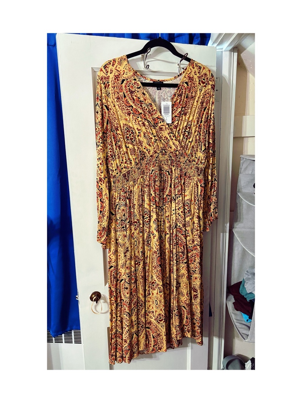 NWT- Torrid Midi Challis Smocked Waist Surplice Dress- Size 0